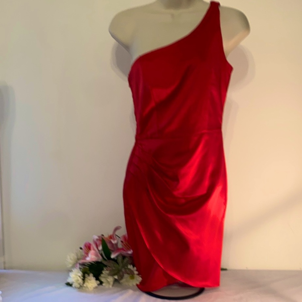 Red Sparkly homecoming/formal dress, mini dress, one shoulder